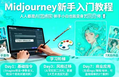 midjourney新手入门教程：人人都是AI艺术家，新手小白也能变身艺术大师-网创资源