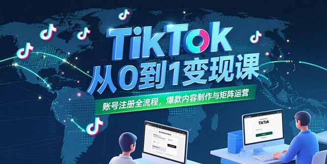（15346期）TikTok从0到1变现课，账号注册全流程，爆款内容制作与矩阵运营-网创资源