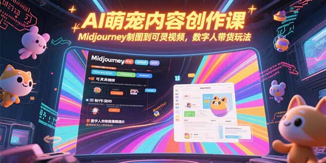 （15311期）AI萌宠内容创作课，Midjourney制图到可灵视频，数字人带货玩法-网创资源