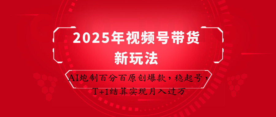2025年视频号带货新玩法：AI炮制百分百原创爆款，稳起号，T+1结算实现月入过万-网创资源