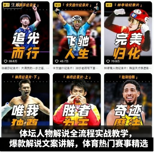 体坛人物解说全流程实战教学，爆款解说文案讲解，体育热门赛事精选-网创资源