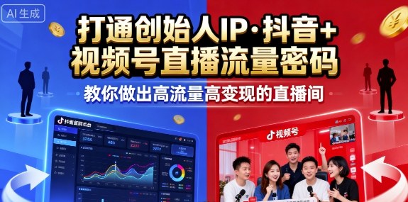 25年直播9-10两期线下课，打通创始人IP，抖音+视频号直播流量密码，教你做出高流量高变现的直播间-网创资源