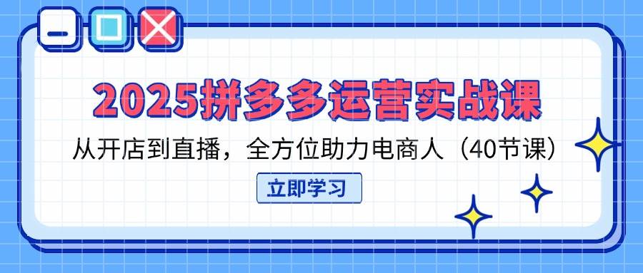 2025拼多多运营实战课，从开店到直播，全方位助力电商人（40节课）-网创资源