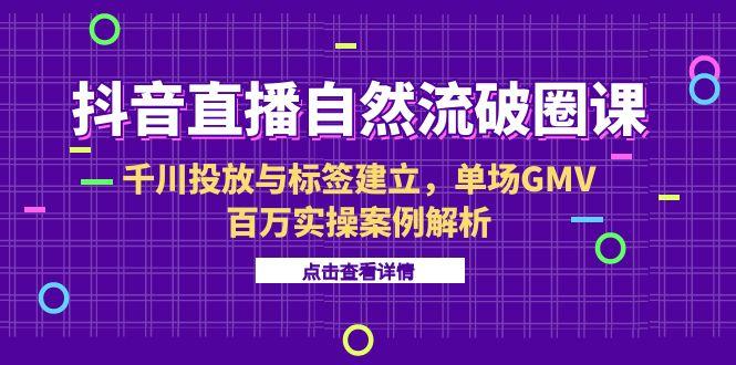 （15136期）抖音直播自然流破圈课-6月，千川投放与标签建立，单场GMV百万实操案例解析-网创资源