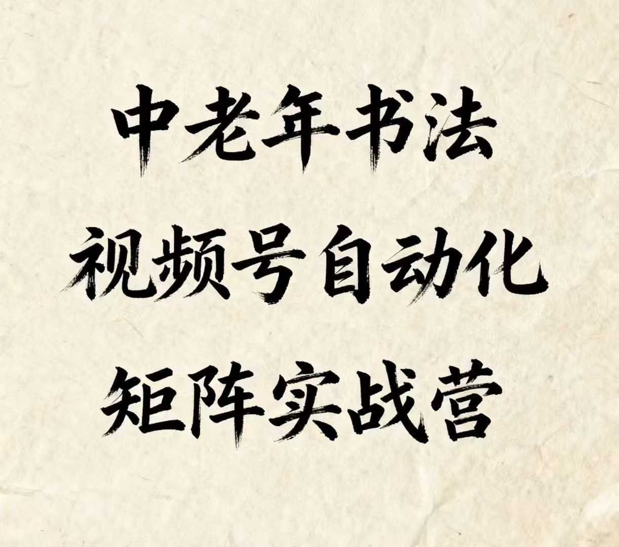 中老年书法视频号自动化矩阵实战营，一套自动化流程玩转中老年书法视频号矩阵-网创资源
