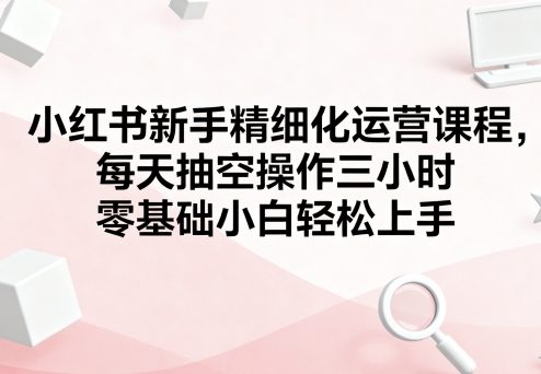 小红书新手精细化运营课程，每天抽空操作三小时，零基础小白轻松上手-网创资源