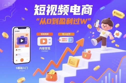 短视频电商：短视频变现从0到盈利过W-网创资源