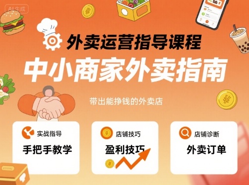 外卖运营指导课程，中小商家外卖指南，手把手带出能挣钱的外卖店-网创资源