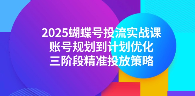 （14987期）2025蝴蝶号投流实战课，账号规划到计划优化，三阶段精准投放策略-网创资源