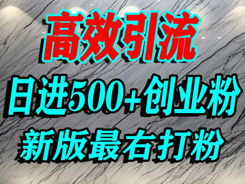 最右打创业粉，百分之九十九同行都不知道的空白蓝海，单人日引500+精准流量-网创资源