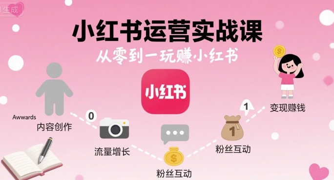 小红书运营实战课，从零到一玩賺小红书-网创资源