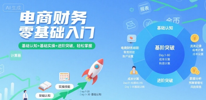 电商财务零基础入门，基础认知+基础实操+进阶突破，轻松掌握-网创资源