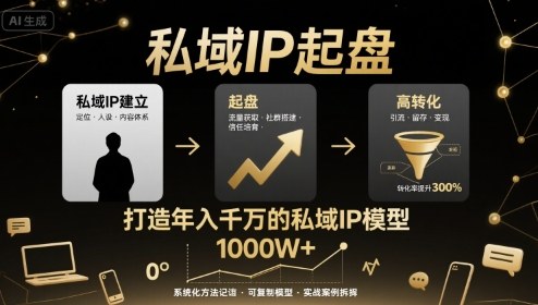 私域IP起盘，私域ip建立、起盘、高转化，打造年入千万的私域ip模型-网创资源