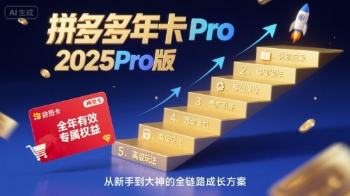 拼多多年卡2025Pro版，五大板块从认知到基础、从推广到活动、从活动到玩法-网创资源
