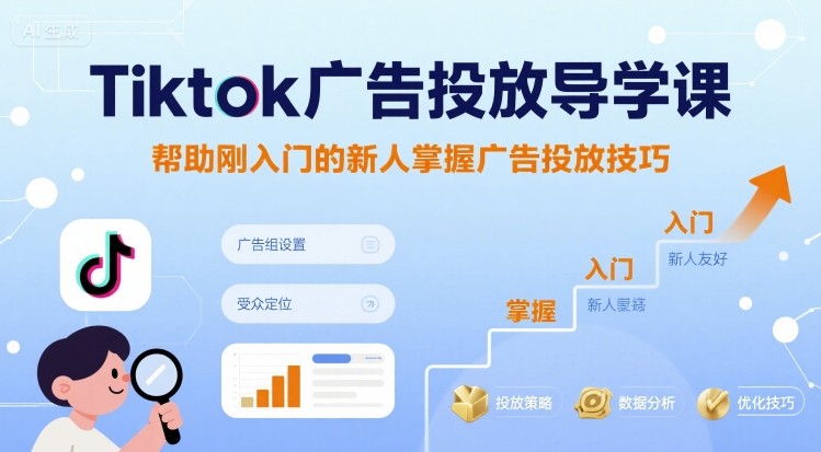 Tiktok广告投放导学课，帮助刚入门的新人掌握广告投放技巧-网创资源