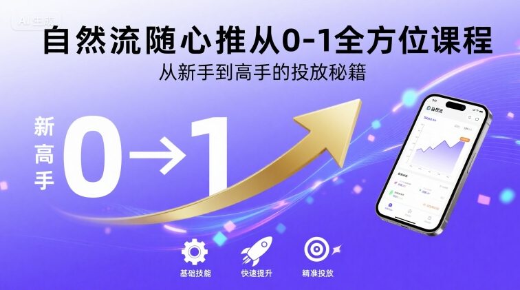 自然流随心推从0-1全方位课程，从新手到高手的投放秘籍-网创资源