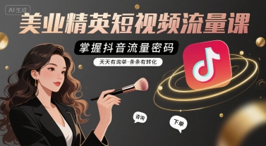 美业精英短视频流量课，掌握抖音流量密码，天天有询单，条条有转化-网创资源