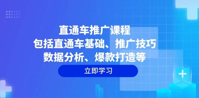 直通车推广课程：包括直通车基础、推广技巧、数据分析、爆款打造等-网创资源