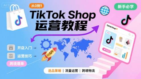 TikTok Shop从0到1运营教程，TikTok跨境电商新手必学课程-网创资源