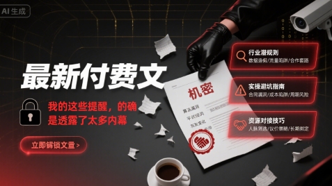 最新付费文：我的这些提醒，的确是透露了太多内幕-网创资源