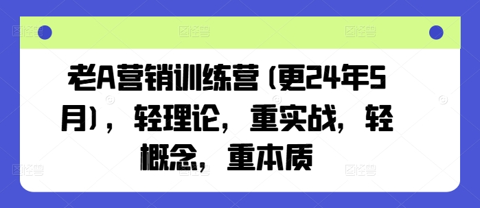老A营销训练营(更25年7月)，轻理论，重实战，轻概念，重本质-网创资源