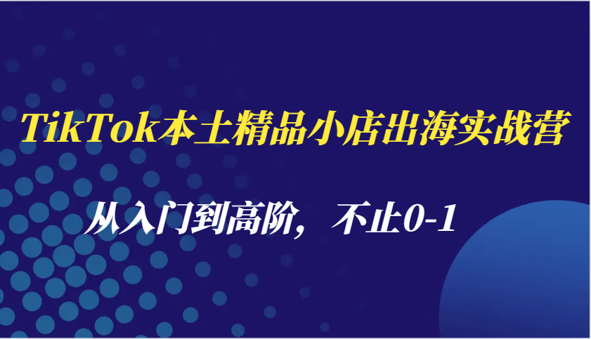 TikTok本土精品小店出海实战营，从入门到高阶，不止0-1-网创资源