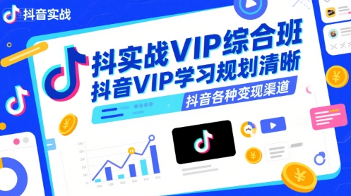 抖音实战VIP综合班，抖音VIP学习规划请晰抖音各种变现渠道-网创资源