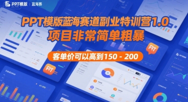 PPT模版蓝海赛道副业特训营1.0，项目非常简单粗暴，客单价可以高到150-200-网创资源
