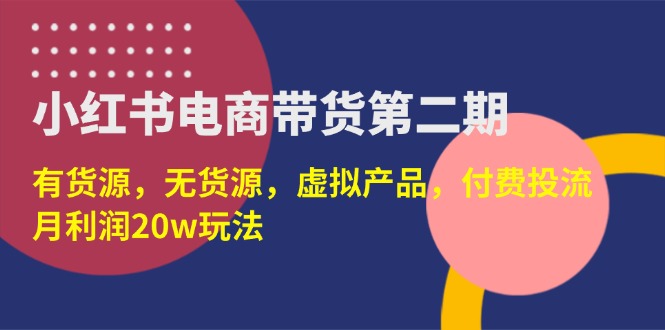 （14186期）小红书电商带货第二期，有货源，无货源，虚拟产品，付费投流，月利润20w-网创资源