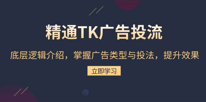 精通TK广告投流：底层逻辑介绍，掌握广告类型与投法，提升效果-网创资源