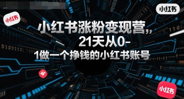 小红书涨粉变现营，21天从0-1做一个挣钱的小红书账号-网创资源
