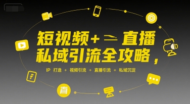 短视频+直播私域引流全攻略，IP打造 +视频引流 +直播引流 +私域沉淀-网创资源