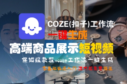 COZE(扣子)工作流一键生成高端商品展示短视频，保姆级教程，零基础快速人门-网创资源