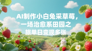 AI制作小白兔采草莓，一场治愈系田园之旅单日变现多张-网创资源