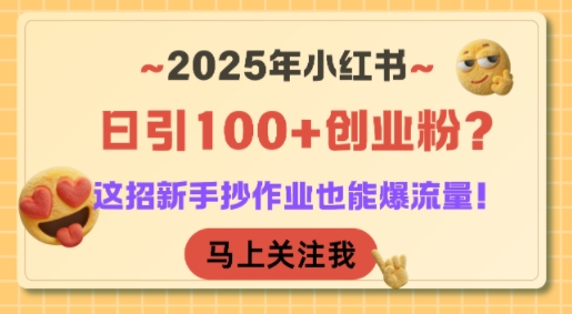 2025年小红书日引100+创业粉？这招新手抄作业也能爆流量！-网创资源