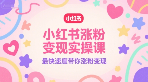 小红书涨粉变现实操课，最快速度带你涨粉变现-网创资源