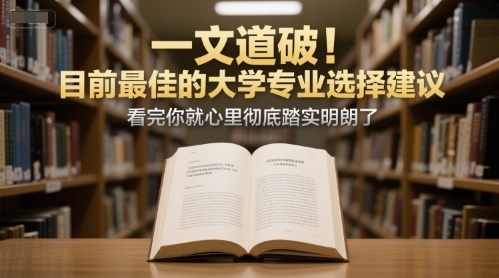 付费文章：一文道破！目前最佳的大学专业选择建议，看完你就心里彻底踏实明朗了-网创资源