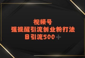 视频号强提醒引流，日引流500+精准创业粉？-网创资源