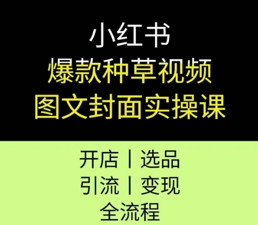 小红书爆款种草视频图文封面实操课，开店、选品、引流、变现全流程-网创资源