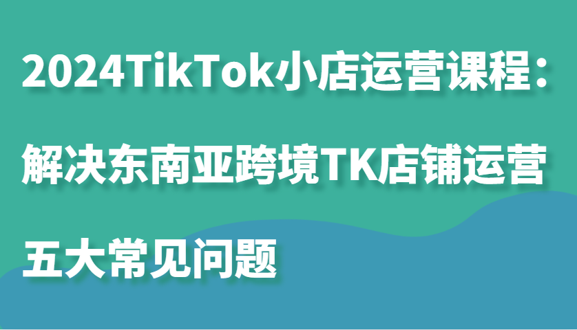 2024TikTok小店运营课程：解决东南亚跨境TK店铺运营五大常见问题-网创资源