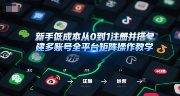 新手低成本从0到1注册并搭建多账号全平台矩阵操作教学，手机号-邮箱-IP-工具-网创资源