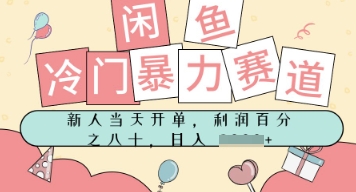 闲鱼冷门暴力赛道，新人当天开单，门槛低，日入多张-网创资源