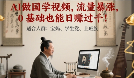 AI做国学视频，流量暴涨 ，0 基础也能日入多张-网创资源