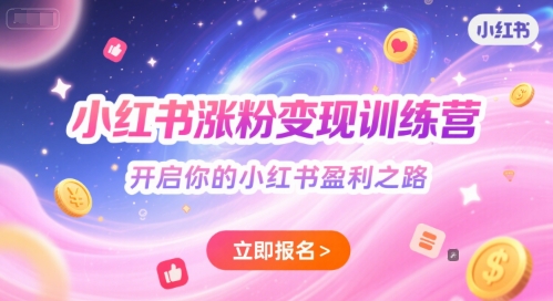 小红书涨粉变现训练营，开启你的小红书盈利之路-网创资源