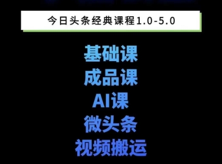 头条图文课1-5期教你头条图文写作、微头条、视频搬运变现，适合新手快速起号玩法-网创资源