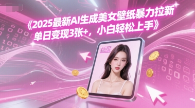 2025最新AI生成美女壁纸暴力拉新, 单日变现3张+，小白轻松上手-网创资源