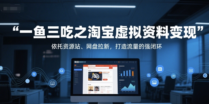 一鱼三吃之淘宝虚拟资料变现，依托资源站、网盘拉新，打造流量的强闭环-网创资源
