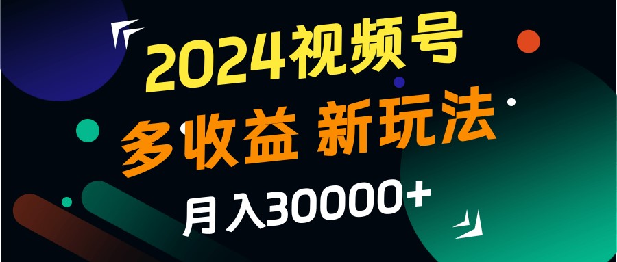 2024视频号多收益的新玩法，月入3w+，新手小白都能简单上手！-网创资源