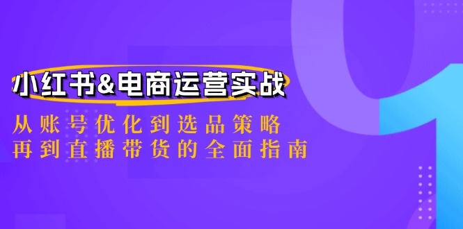 小红书&电商运营实战：从账号优化到选品策略，再到直播带货的全面指南-网创资源