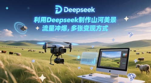 利用Deepseek制作山河美景，流量冲爆，多张变现方式-网创资源